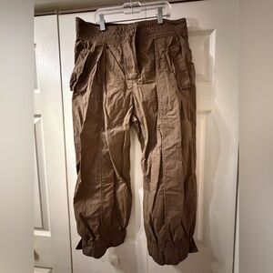 Zara Srpls Women's Tan Wide Barrel Leg Cropped Pants Size M